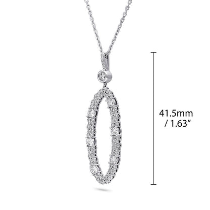 Open Oval Cluster CZ Necklace in Sterling Silver