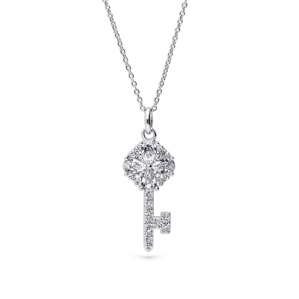 Key Key and Lock CZ Set in Sterling Silver, Clear Color