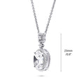 Front view of Halo Clover Oval CZ Necklace in Sterling Silver, Clear Color