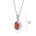 Front view of Halo Clover Oval CZ Necklace in Sterling Silver, Red Color