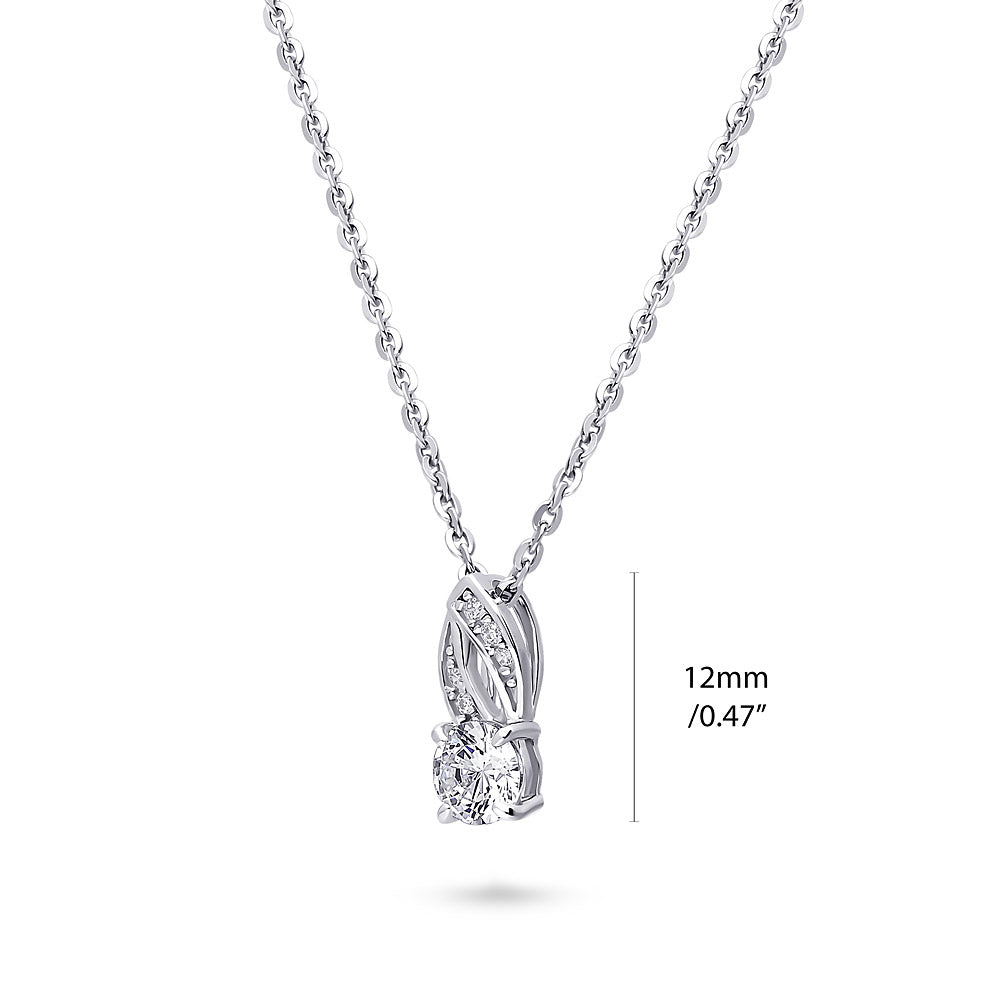 Front view of Woven CZ Pendant Necklace in Sterling Silver, 3 of 4