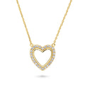 Open Heart CZ Necklace in Sterling Silver, Yellow Gold Flashed