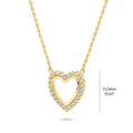 Front view of Open Heart CZ Necklace in Sterling Silver, Yellow Gold Flashed