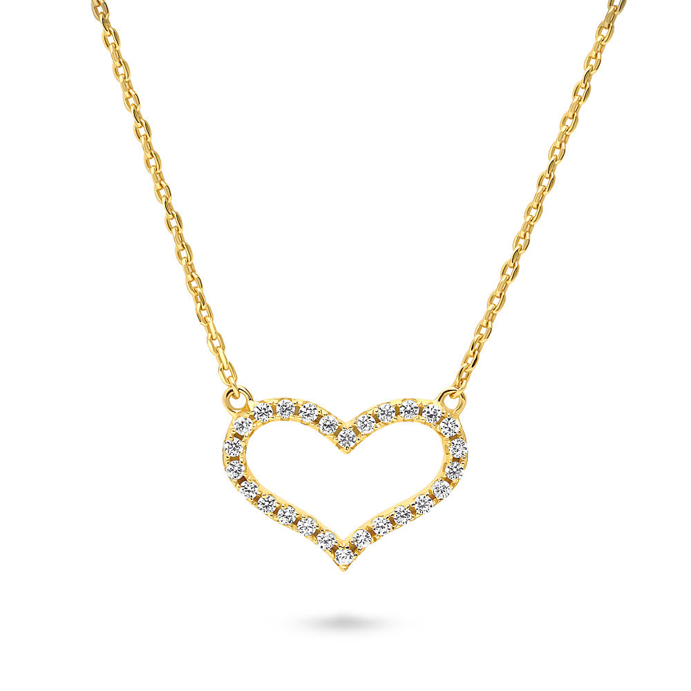 Open Heart CZ Necklace in Sterling Silver
