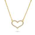 Open Heart CZ Necklace in Sterling Silver, Yellow Gold Flashed