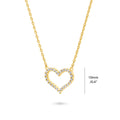 Front view of Open Heart CZ Necklace in Sterling Silver, Yellow Gold Flashed