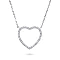 Open Heart CZ Necklace in Sterling Silver, Rhodium Plated