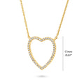 Front view of Open Heart CZ Necklace in Sterling Silver, Yellow Gold Flashed