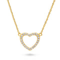 Open Heart CZ Necklace in Sterling Silver, Yellow Gold Flashed