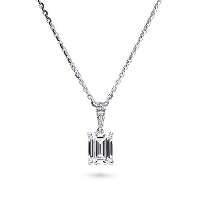 Solitaire 1.7ct/3.4ct Emerald Cut CZ Set in Sterling Silver