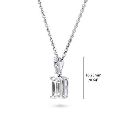 Solitaire 1.7ct/3.4ct Emerald Cut CZ Set in Sterling Silver
