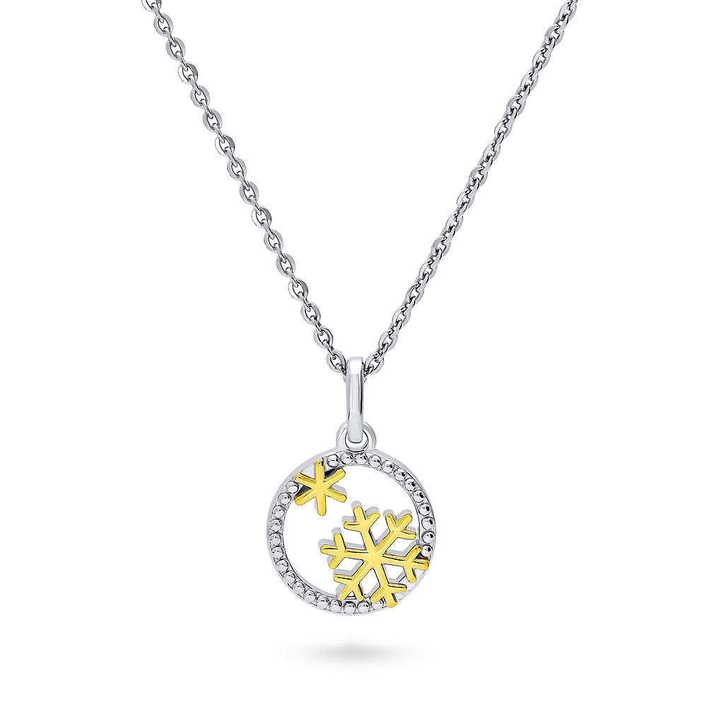 Snowflake Necklace in Gold Flashed Sterling Silver, 1 of 3