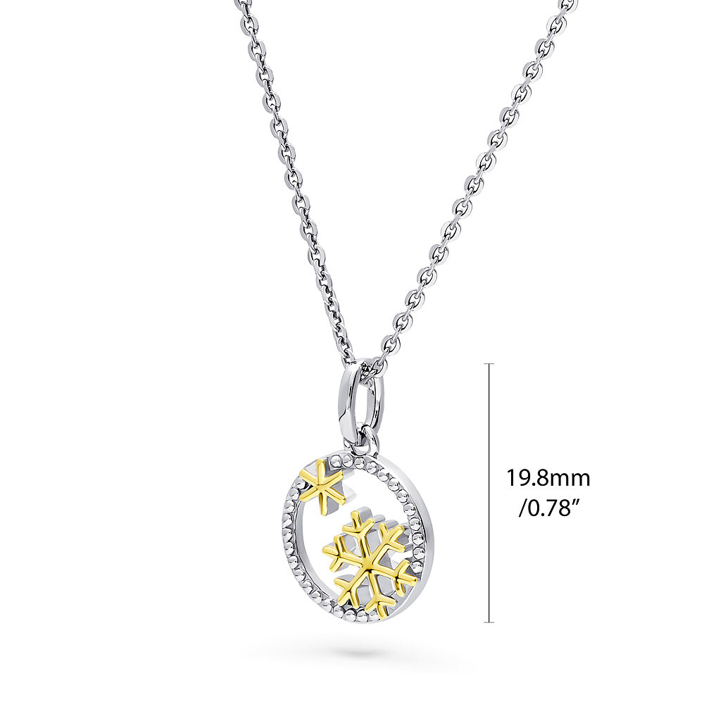 Front view of Snowflake Necklace in Gold Flashed Sterling Silver, 2 of 3