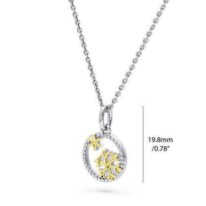 Snowflake Necklace in Gold Flashed Sterling Silver