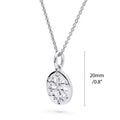 Front view of Snowflake Coin Necklace in Sterling Silver, Rhodium Plated