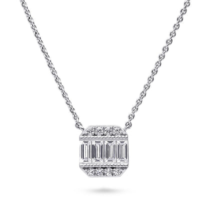 Art Deco CZ Necklace and Earrings in Sterling Silver