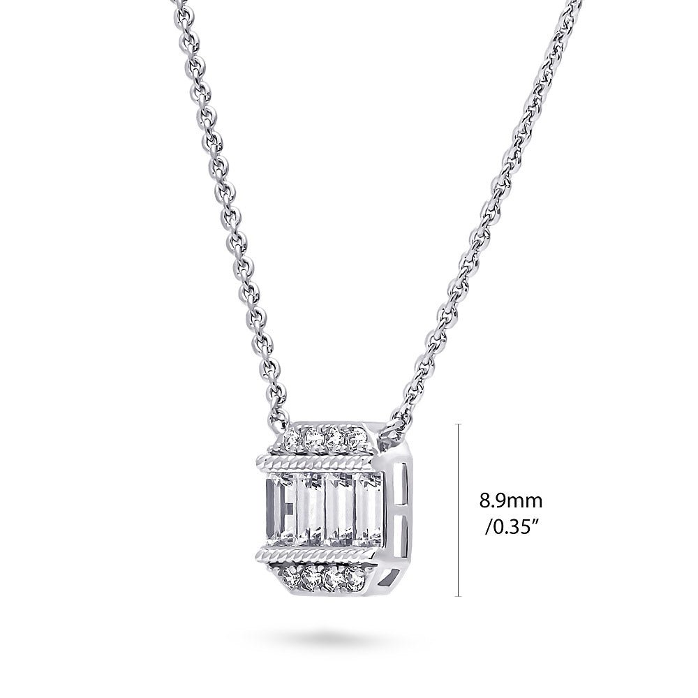 Front view of Art Deco CZ Necklace and Earrings in Sterling Silver, 7 of 8