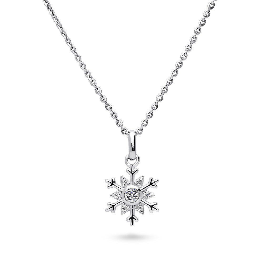 Snowflake CZ Necklace in Sterling Silver, 1 of 4