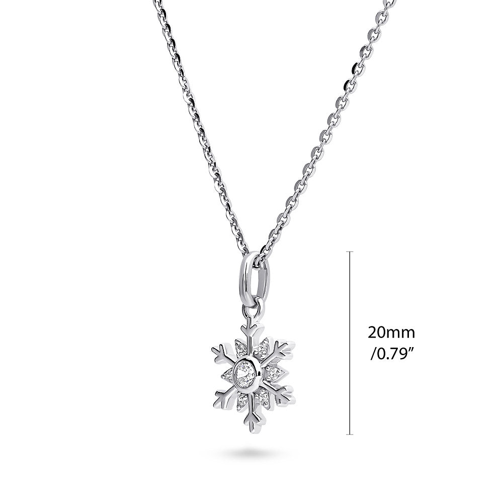 Front view of Snowflake CZ Necklace in Sterling Silver, 3 of 4