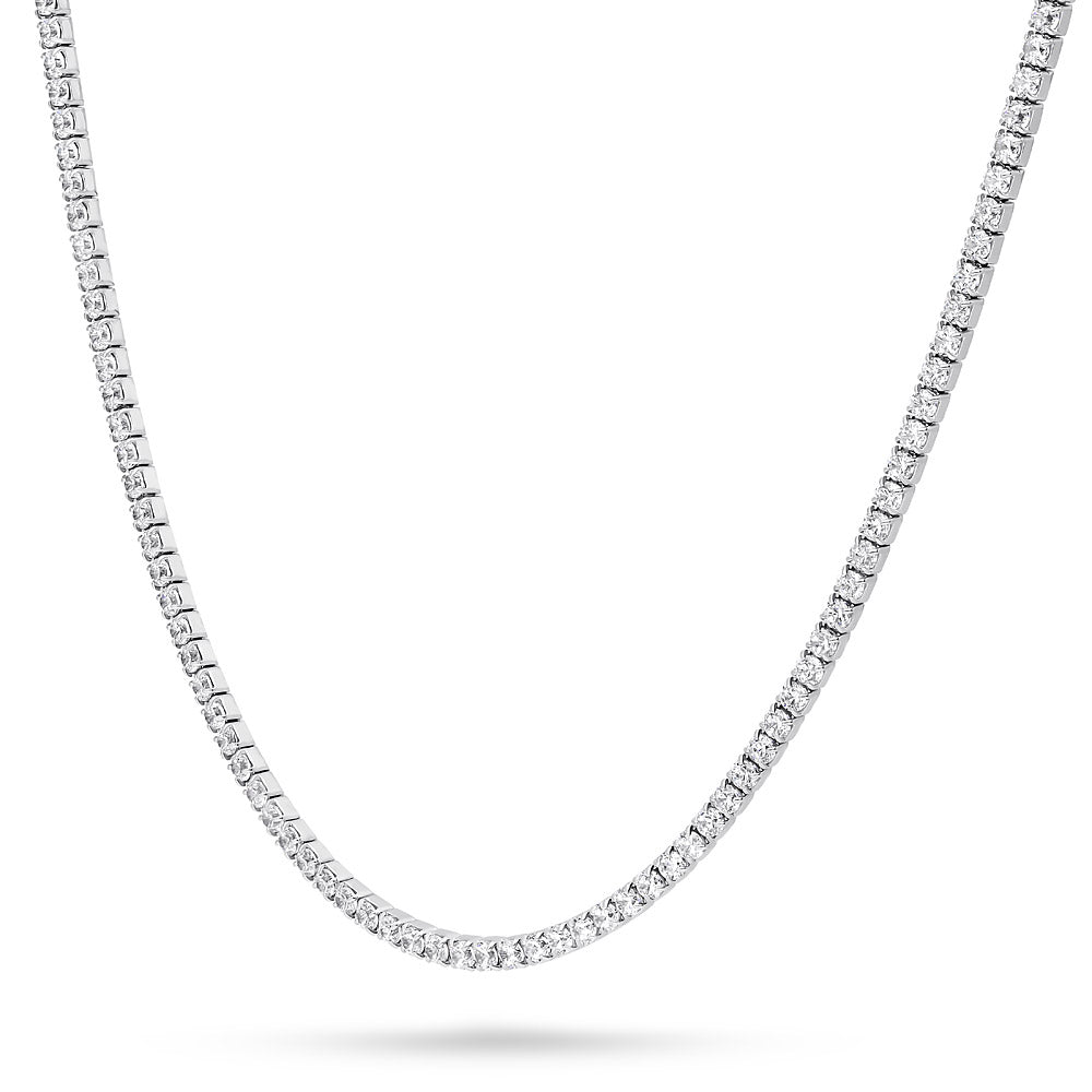 Front view of CZ Choker in Sterling Silver, Rhodium Plated, Clear