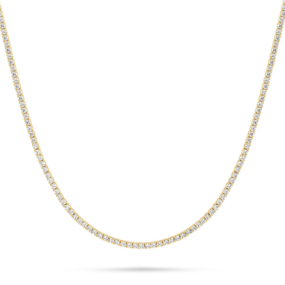 CZ Necklace and Bracelet in Sterling Silver, Yellow Gold Flashed, Clear