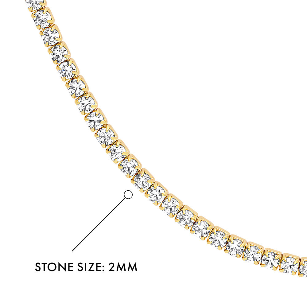 Angle view of CZ Choker in Sterling Silver, Yellow Gold Flashed, Clear