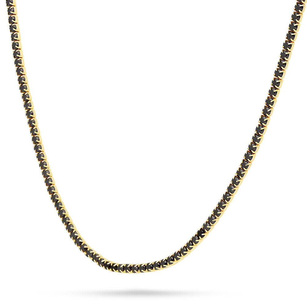 Front view of CZ Choker in Sterling Silver, Yellow Gold Flashed, Black