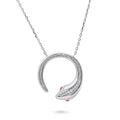 Snake CZ Medium Necklace in Sterling Silver, Rhodium Plated