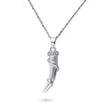 Horn CZ Medium Necklace in Sterling Silver, Rhodium Plated