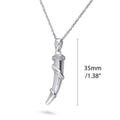 Front view of Horn CZ Medium Necklace in Sterling Silver