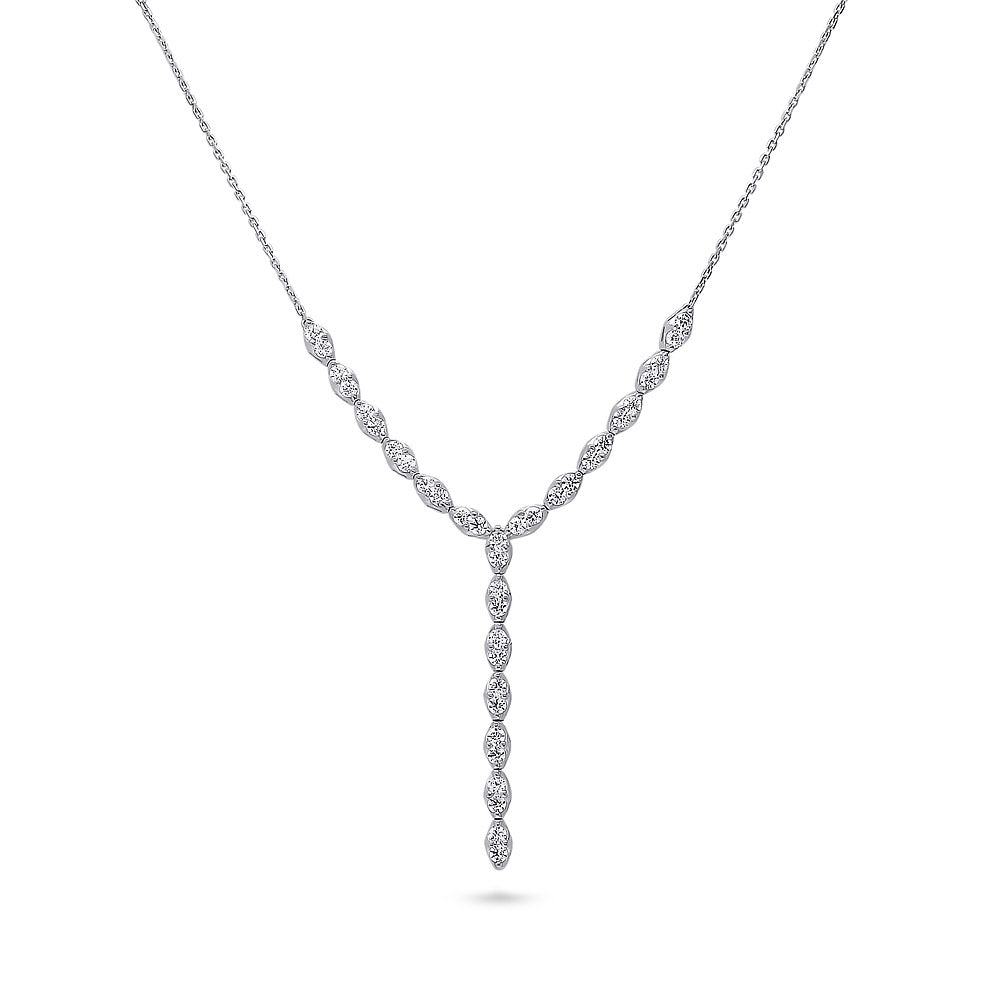 CZ Lariat Necklace in Sterling Silver