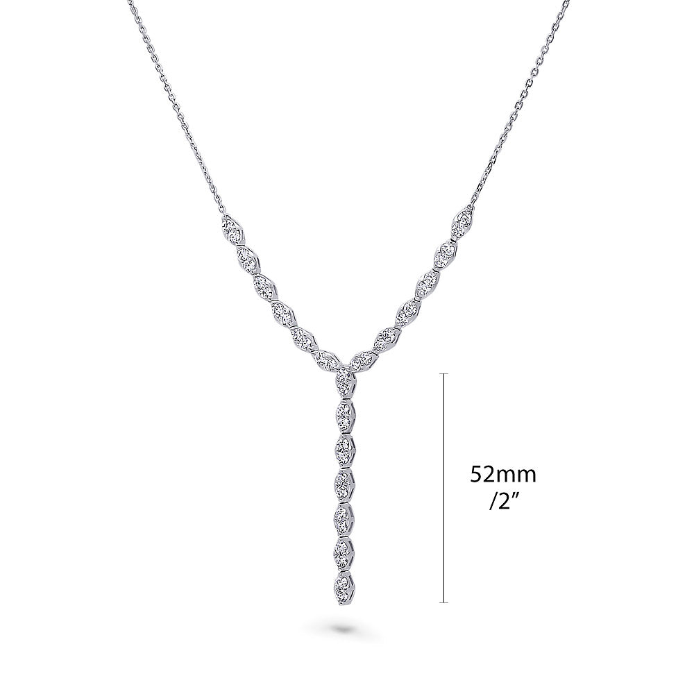 CZ Lariat Necklace in Sterling Silver