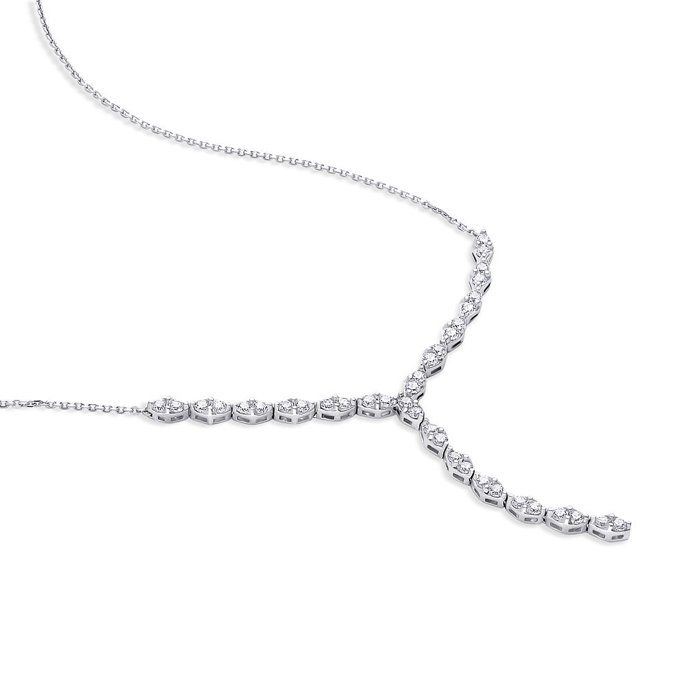 Angle view of CZ Lariat Necklace in Sterling Silver, 5 of 7
