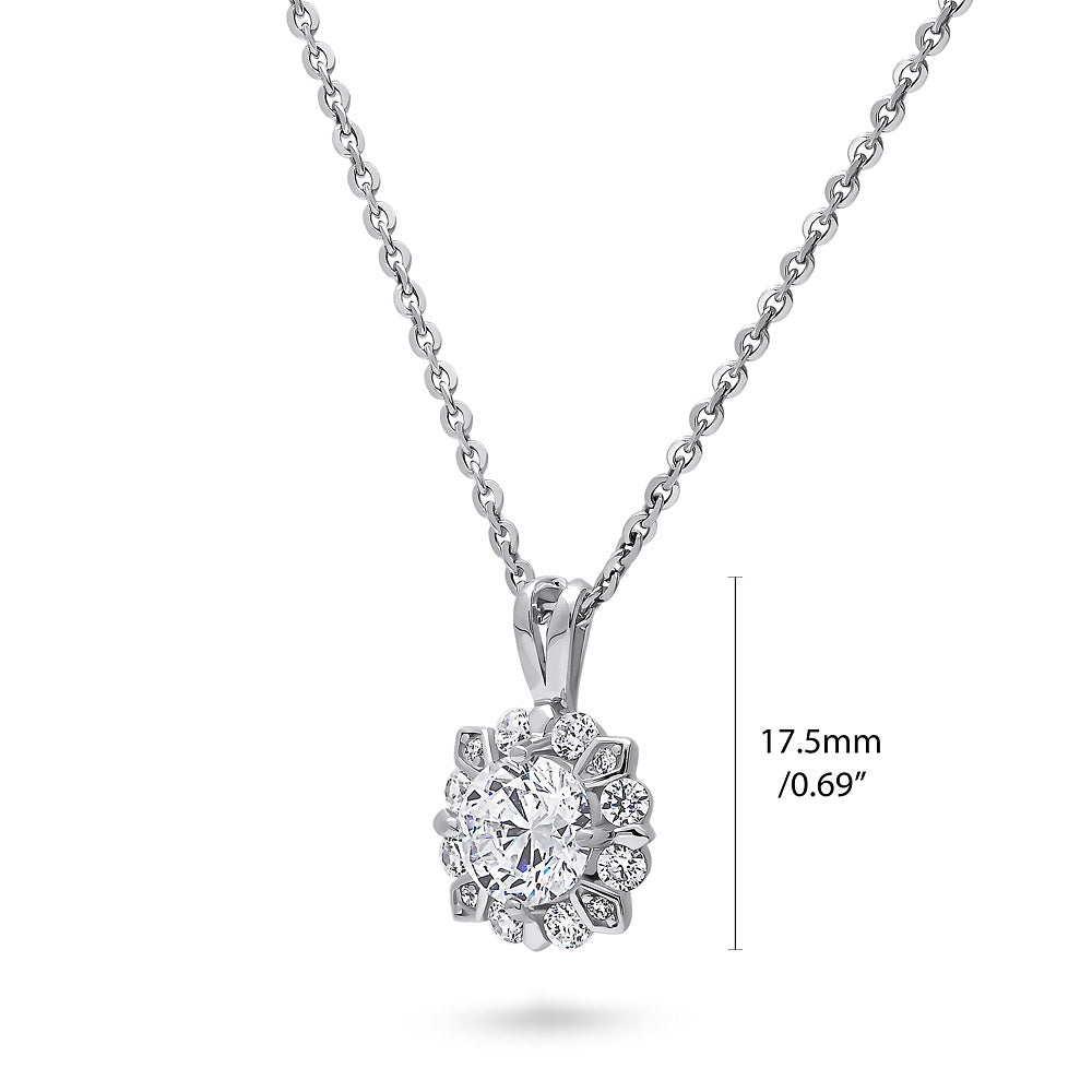Halo Flower CZ Necklace in Sterling Silver
