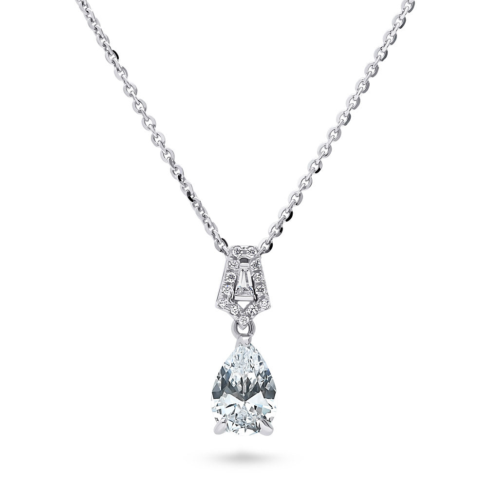 Art Deco CZ Necklace and Earrings in Sterling Silver, 3 of 6