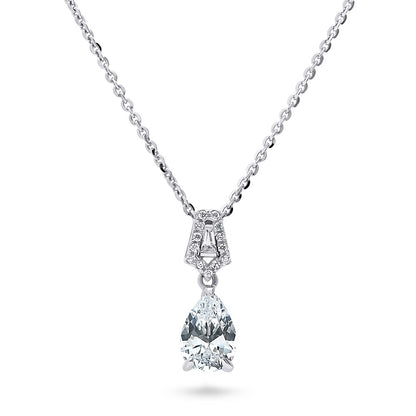 Art Deco CZ Necklace and Earrings in Sterling Silver