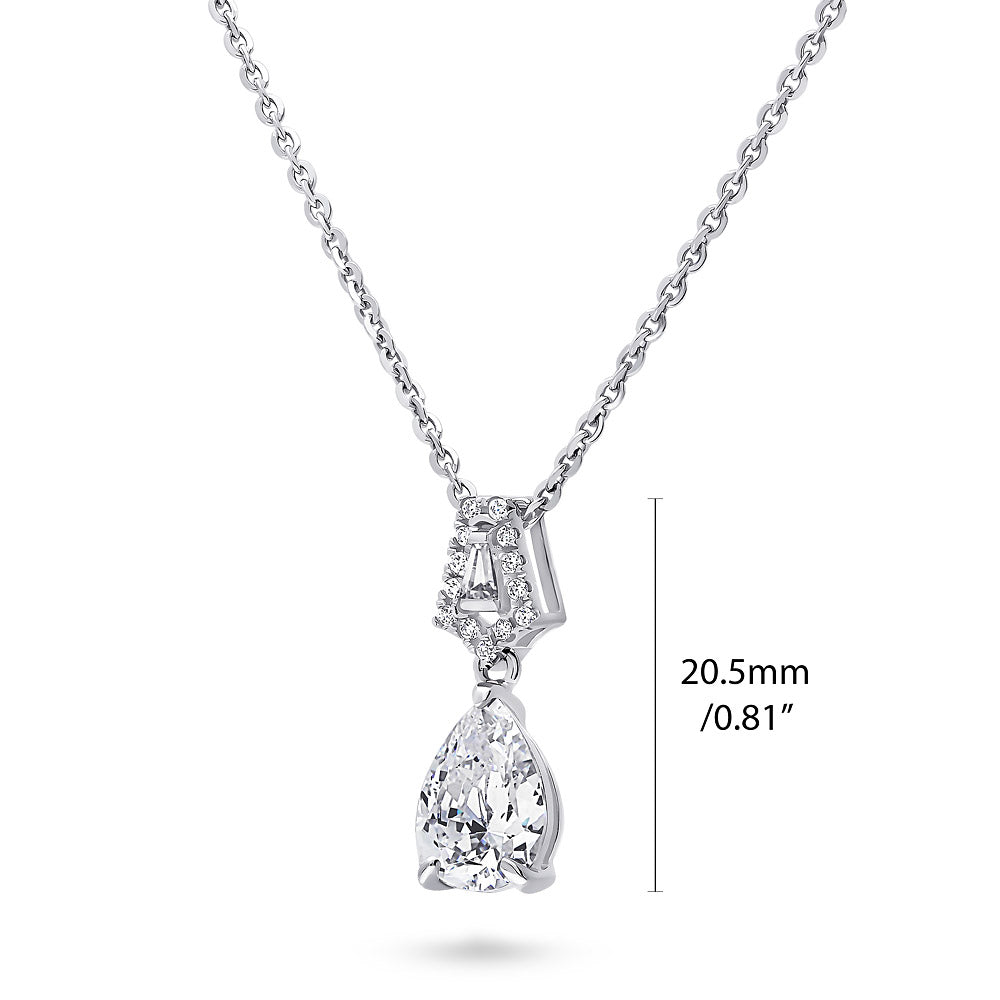 Front view of Art Deco CZ Necklace and Earrings in Sterling Silver, 5 of 6