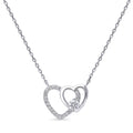 Open Heart CZ Necklace in Sterling Silver, Rhodium Plated