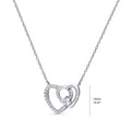 Front view of Open Heart CZ Necklace in Sterling Silver, Rhodium Plated