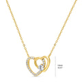 Front view of Open Heart CZ Necklace in Sterling Silver, Gold Flashed