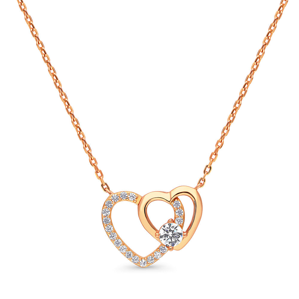 Open Heart CZ Necklace in Sterling Silver