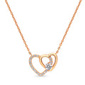 Open Heart CZ Necklace in Sterling Silver, Rose Gold Flashed