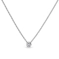 Solitaire Bezel CZ Necklace in Sterling Silver, Rhodium Plated
