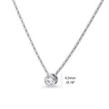Front view of Solitaire Bezel CZ Necklace in Sterling Silver, Rhodium Plated