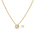 Front view of Solitaire Bezel CZ Necklace in Sterling Silver, Gold Flashed