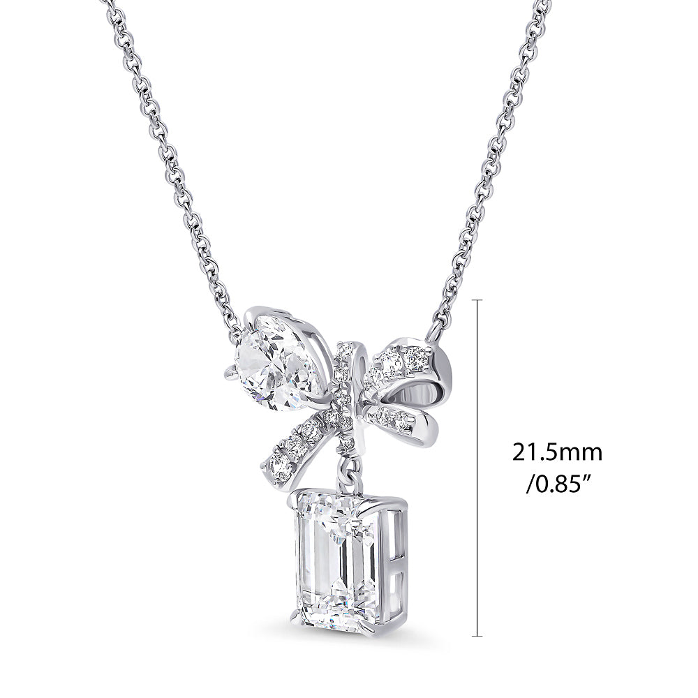 Front view of Bow Tie Ribbon CZ Set in Sterling Silver, 5 of 6
