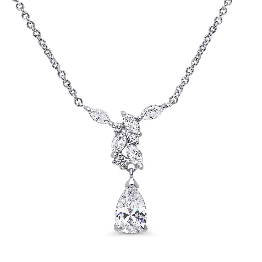 Cluster Teardrop Navette CZ Set in Sterling Silver