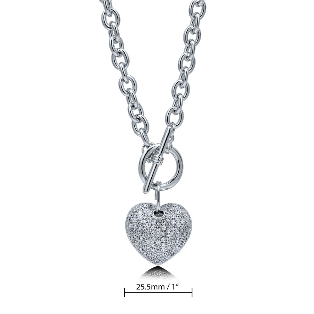 Angle view of Heart Toggle Necklace, Silver-Tone / 18 Inch