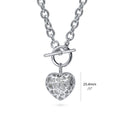 Side view of Heart Toggle Necklace, Silver-Tone / 18 Inch