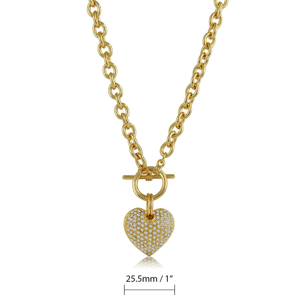 Angle view of Heart Toggle Necklace, Gold-Tone / 18 Inch